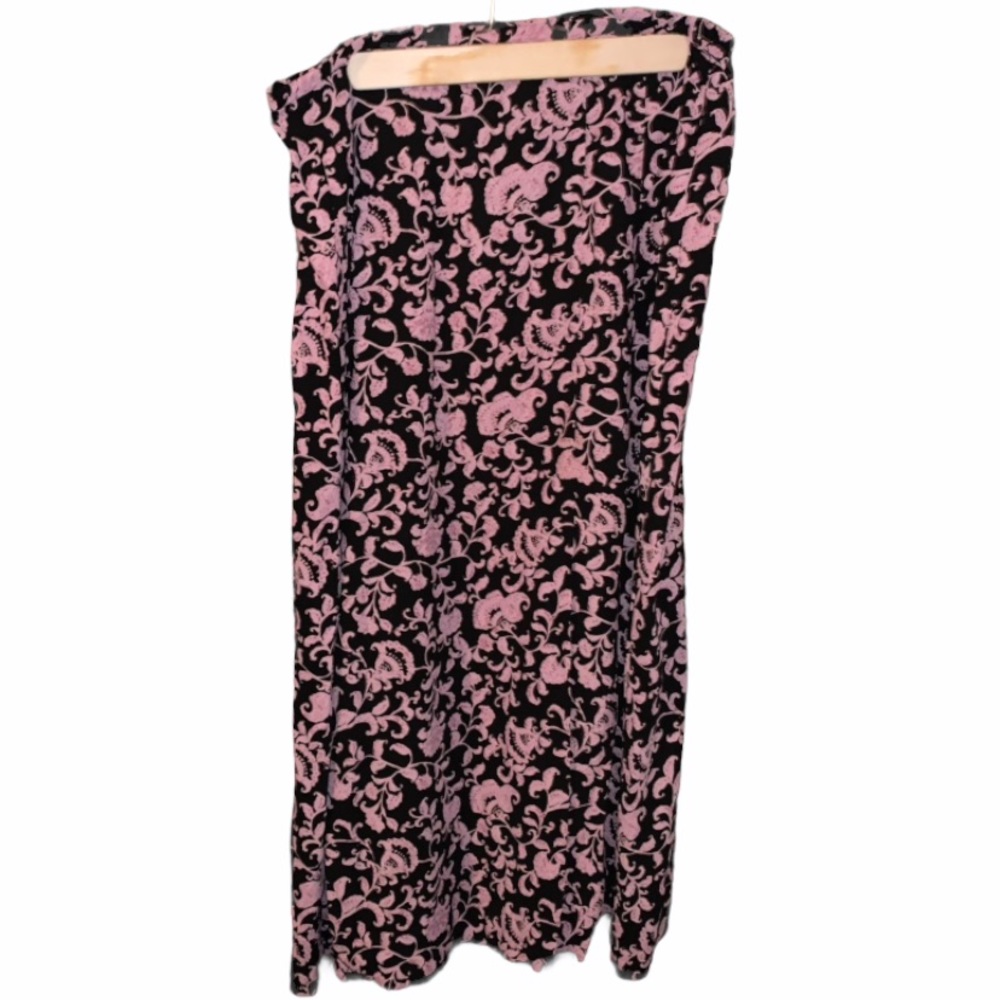 Y2K Norton Mcnaughton Black & Pink Floral Paisley Maxi Skirt